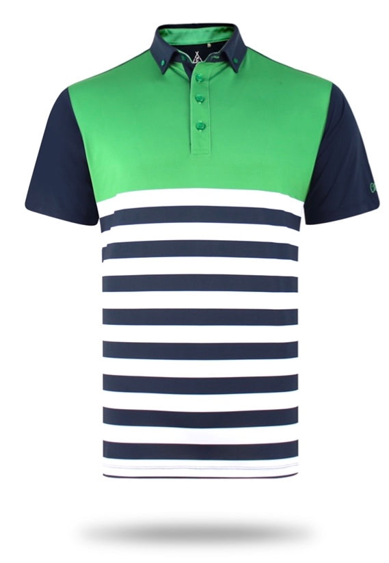 Tech Polo in Green Block Stripe – Chilleist