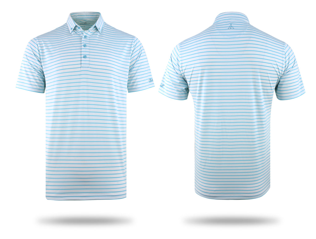 Tech Stripe Polo in Turquoise