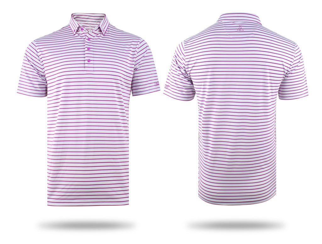 Tech Stripe Polo in Fuchsia