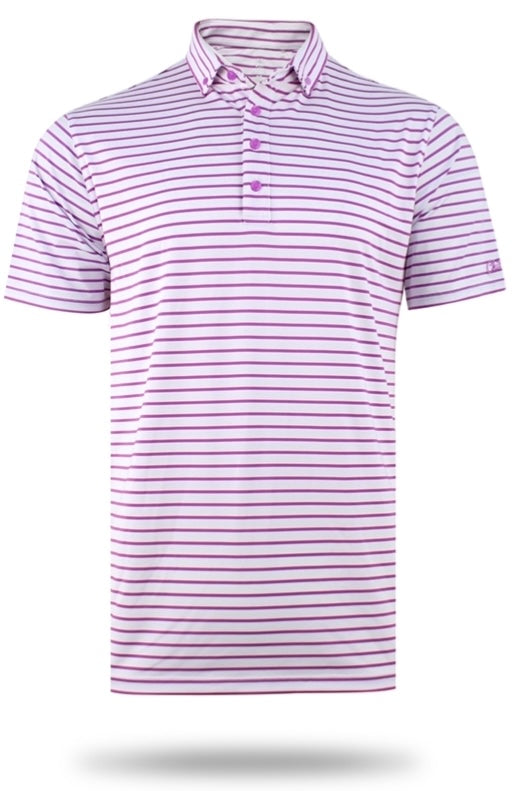 Tech Stripe Polo in Fuchsia
