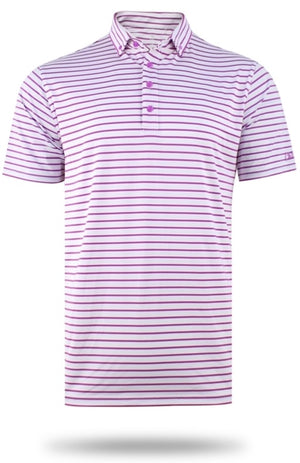 Tech Stripe Polo in Fuchsia